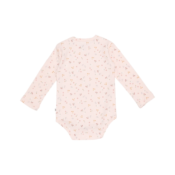 Body z długim rękawem Organic Cotton - Little Pink Flowers | Little Dutch